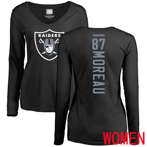 Oakland Raiders Black Women Foster Moreau Backer NFL Football #87 Long Sleeve T Shirt->nfl t-shirts->Sports Accessory